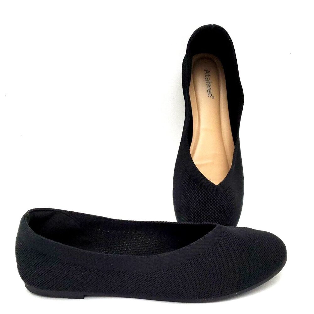 Ataiwee Slip-on Ballet Black Wide Width Flats Shoes Women's Size 11.5W